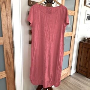 Eileen Fisher Hemp & Organic Cotton Pink Tee‎ Shirt Midi Dress Women’s Large EUC